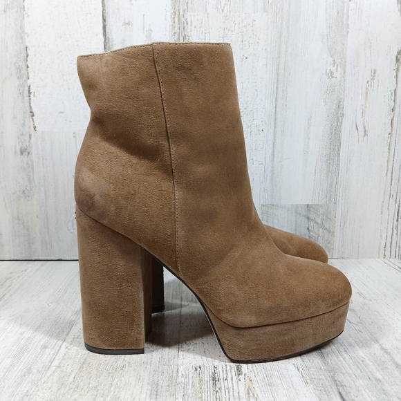 NEW Coach Iona Womens Suede Tan Platform Ankle Boots #1297 - Picture 8 of 16